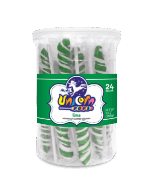 Mini Unicorn Pops Spiral Twist Lime 6.5" Lollipop 24ct